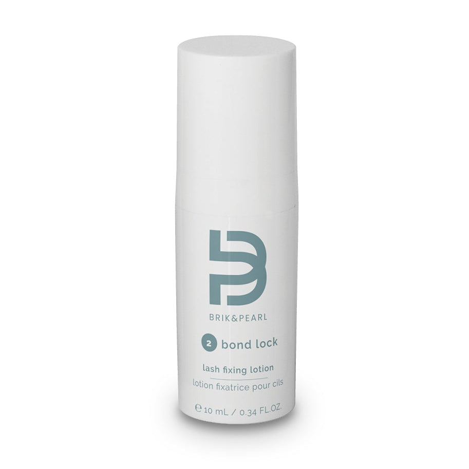 A white cylindrical bottle of Band Lock wash making lotion by Brik and Pearl, featuring a teal logo and text, centered on a plain white background.