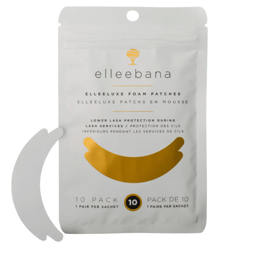 Pack of 10 ElleeLUXE antibacterial micro foam under-eye patches for lash lifts and lash extensions.