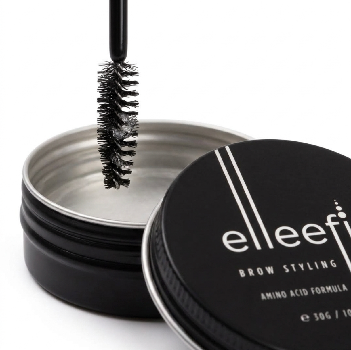 Clear, non-greasy wax formula swatch of Elleefix Brow Styling Wax.