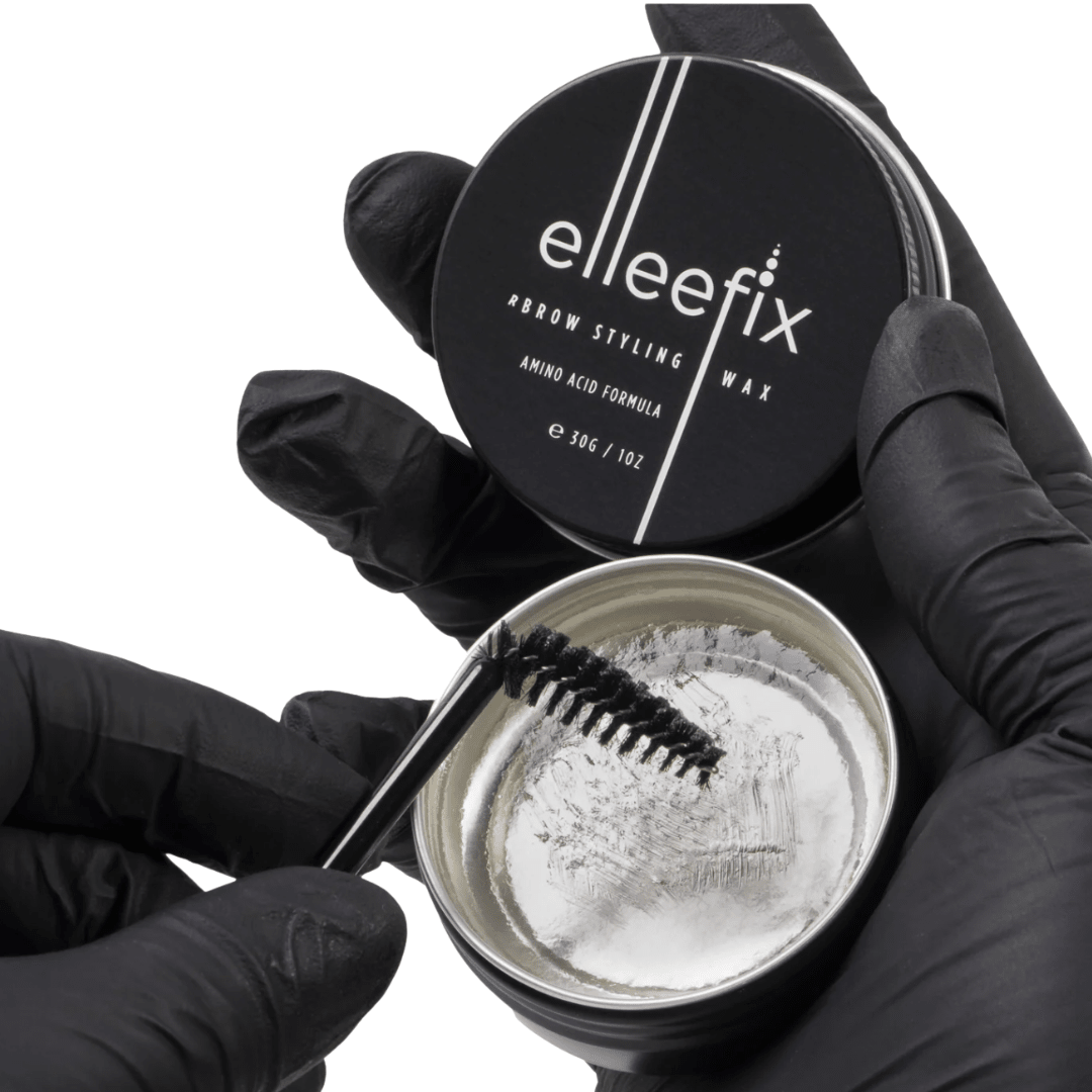 Professional Brow Lamination Aftercare Bundle featuring Elleeplex Hyaluronic Boost Serum and Elleefix Styling Wax.