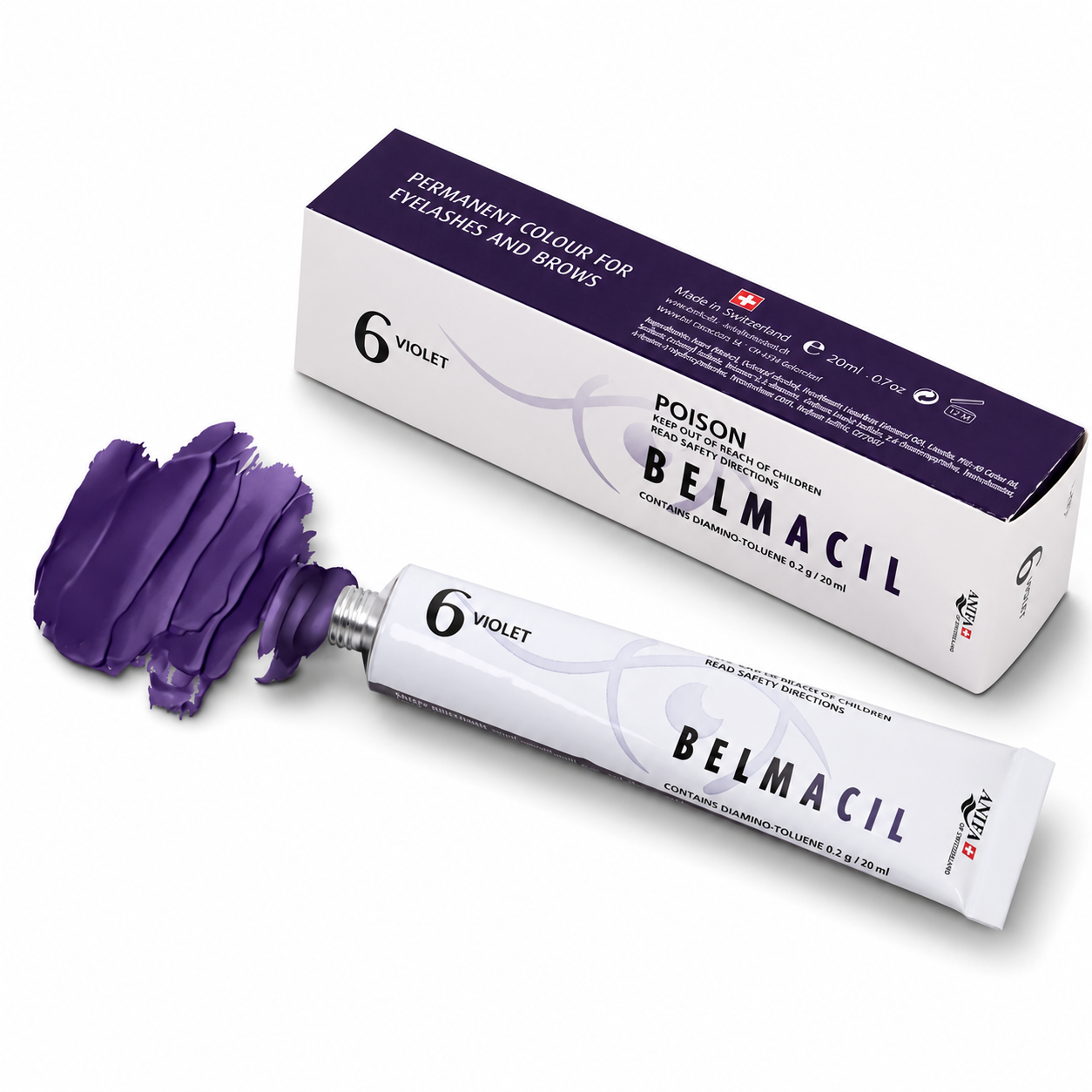 20ml tube of Belmacil Lash and Brow Tint, a professional Swiss-made cream tint for lash lifts and brow lamination.
