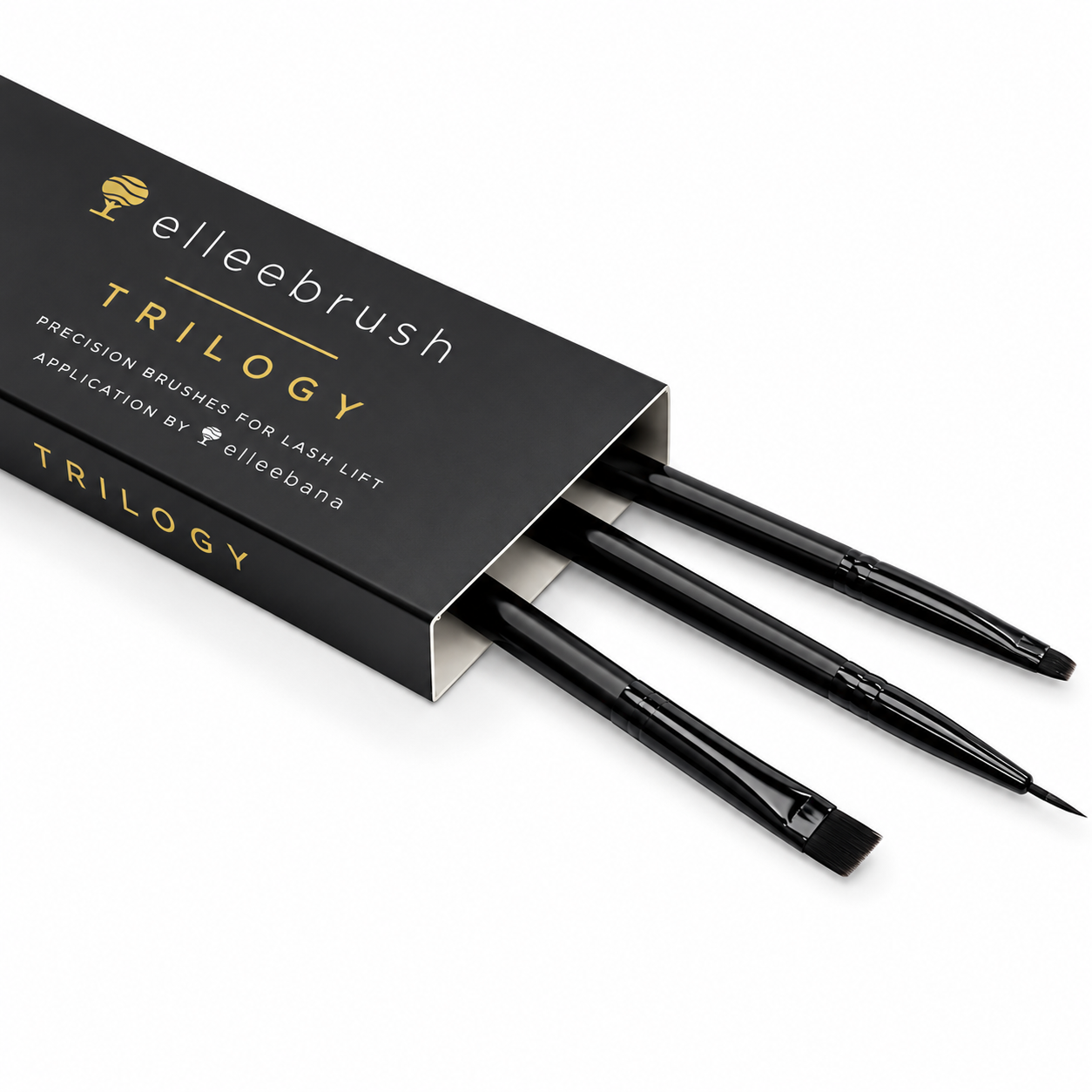 Elleebana ElleeBRUSH Trilogy Lash Lift Brush Set | Professional Flat, Angle & Fine Tip Application Brushes 3 Pack