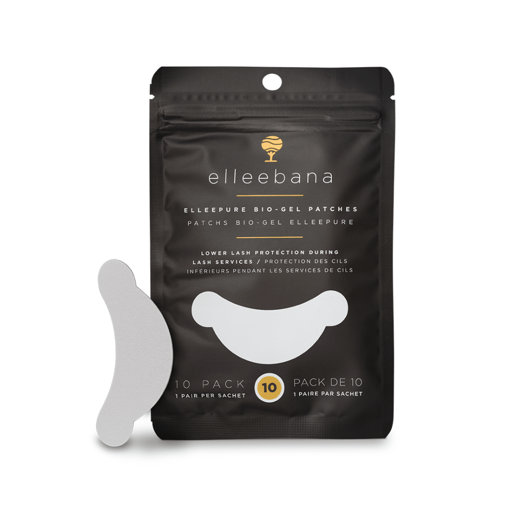 Pack of 10 ElleePURE hypoallergenic under-eye patches for professional lash lifts and lash extensions.