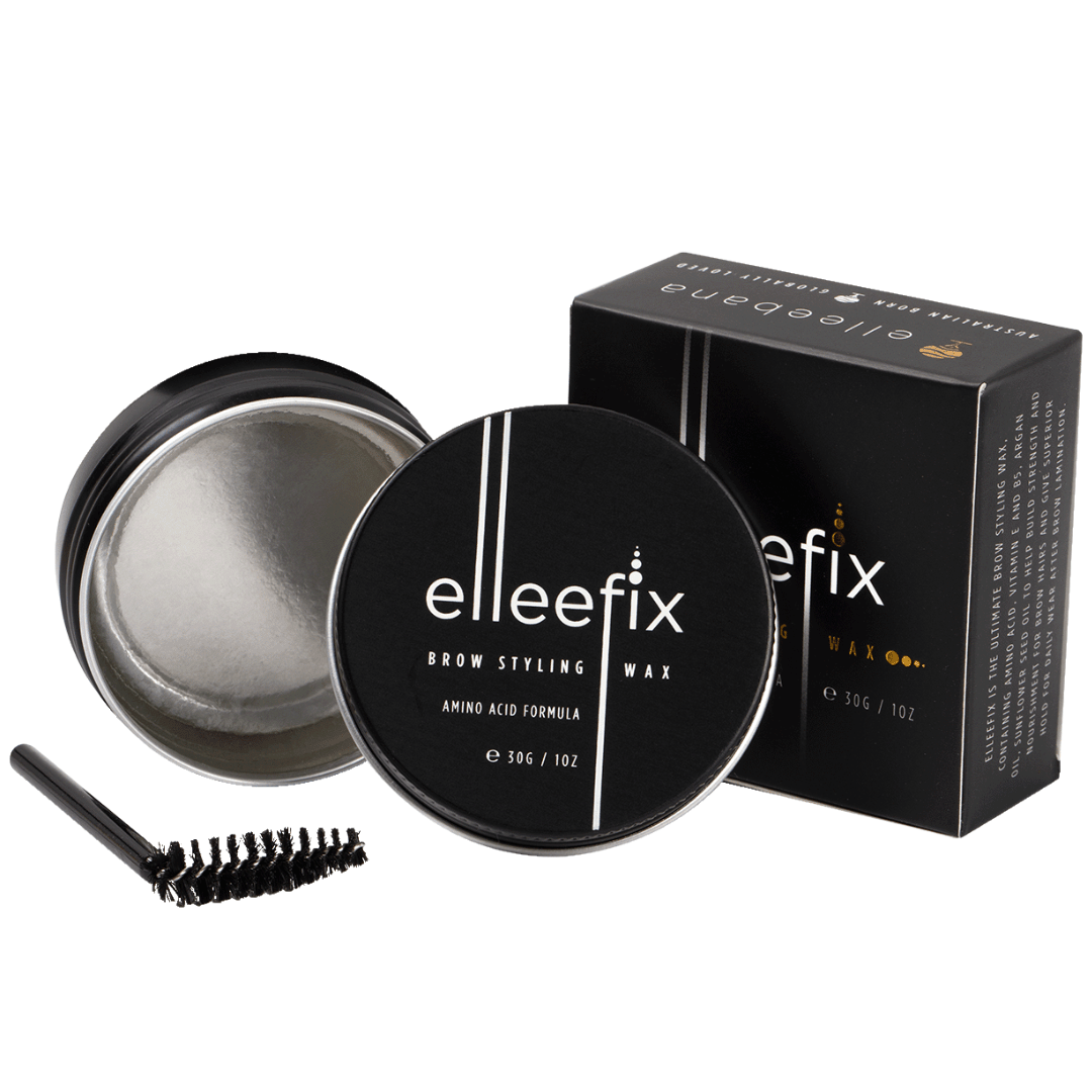Professional Brow Lamination Aftercare Bundle featuring Elleeplex Hyaluronic Boost Serum and Elleefix Styling Wax.